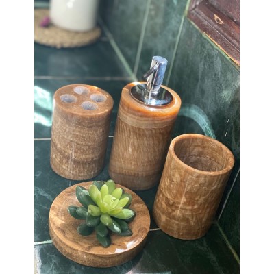 BỘ PHỤ KIỆN NHÀ TẮM BẰNG ĐÁ TỰ NHIÊN BSB14 - vàng nâu