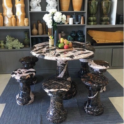 BÀN TRÒN ĐỂ NGOÀI TRỜI ĐÁ TỰ NHIÊN MÀU ĐEN VÂN