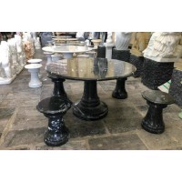 BÀN TRÒN NGOÀI TRỜI MÀU ĐEN HUYỀN