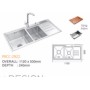 CHẬU CHÉN 2 HỘC VUÔNG INOX 304 PROLAX PRCC-2922