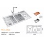 CHẬU CHÉN 3 HỘC CÓ CÁNH INOX 304 PROLAX PRCC-2923