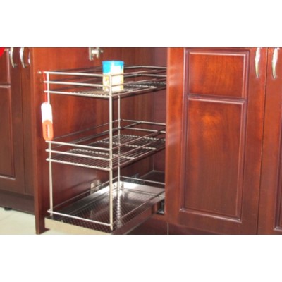 RỖ CHAI +  GIA VỊ 3 TẦNG ÂM TỦ INOX304